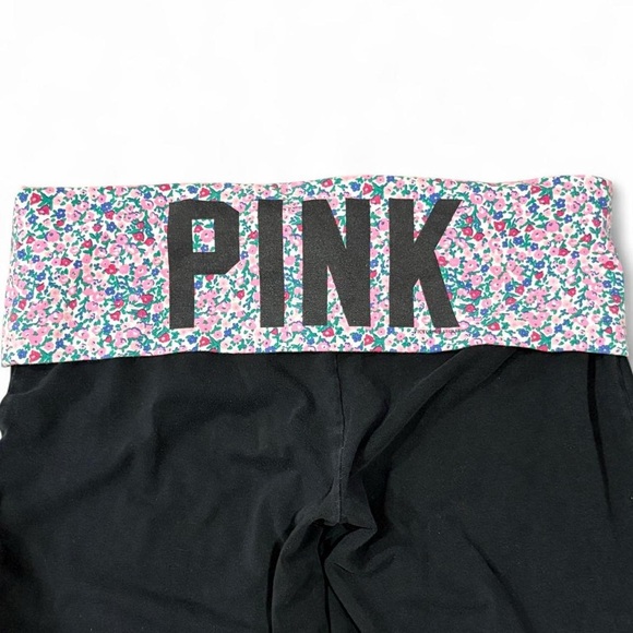 Y2K PINK Victoria’s Secret Floral Logo Fold Over Flare Yoga Pants - Picture 3 of 5